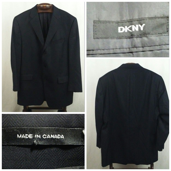 DKNY sport coat jacket Size 44L Black 3-button - Picture 1 of 8